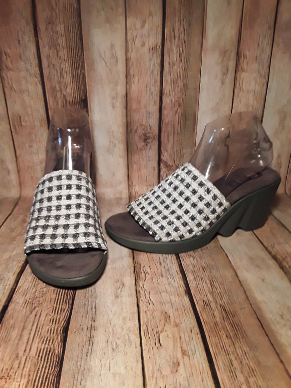 Zee Alexis Gray/Silver/White Wedge Sandals Size EU 40